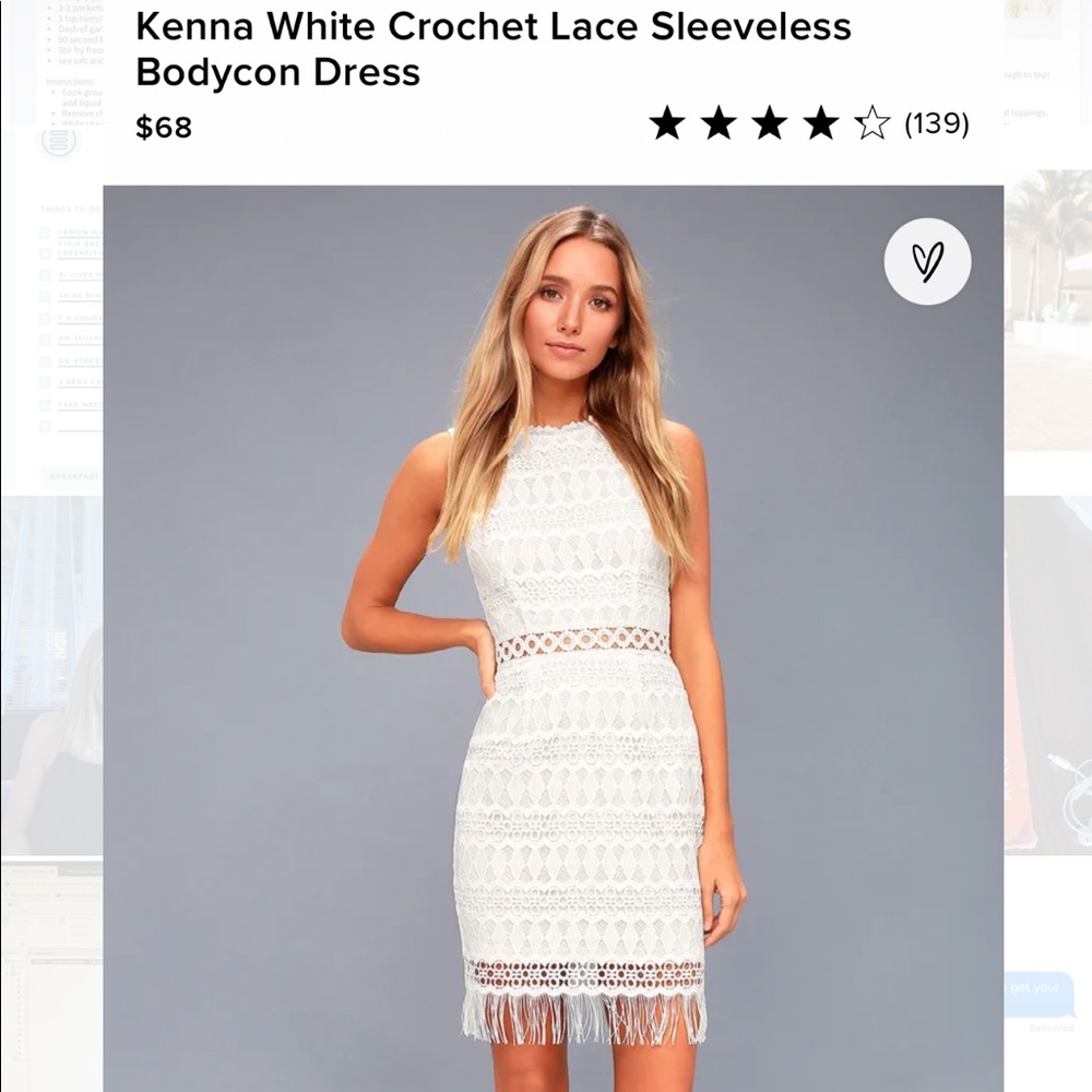 BNWT Lulu’s Kenna White Crochet Lace Dress